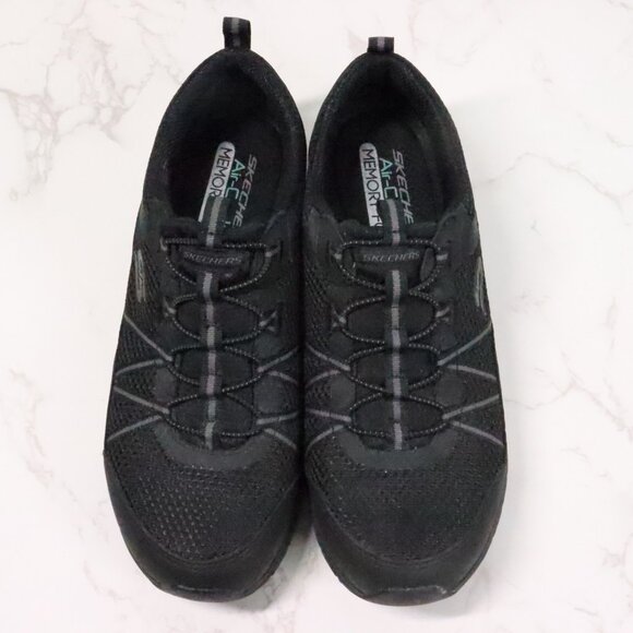 Skechers Women's 8.5 Gratis Black Air-Cooled Memory Foam Slip-On Sneakers Shoes - Picture 2 of 9